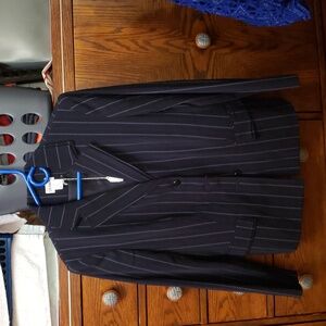 Liz Baker blazer, navy blue and white stripe
